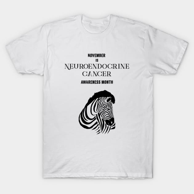 Neuroendocrine Cancer Awareness,November,Zebra Strong T-Shirt by allthumbs